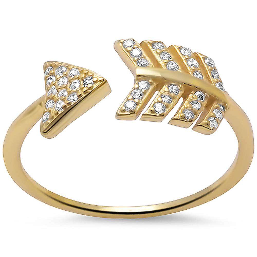 Yellow Gold Plated Arrow Cz .925 Sterling Silver Ring Sizes 5-10