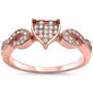 Rose Gold Plated Cz Heart Infinity Band .925 Sterling Silver Ring Sizes 4-11