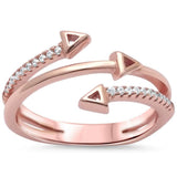 Rose Gold Plated Three Arrow Cubic Zirconia .925 Sterling Silver Ring