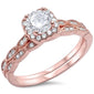 Rose Gold Plated Cz Solitaire  .925 Sterling Silver Ring Sizes 4-11