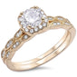 Yellow Gold Plated Cz Solitaire  .925 Sterling Silver Ring Sizes 4-11