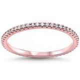 Rose Gold Plated Cubic Zirconia Eternity .925 Sterling Silver Ring