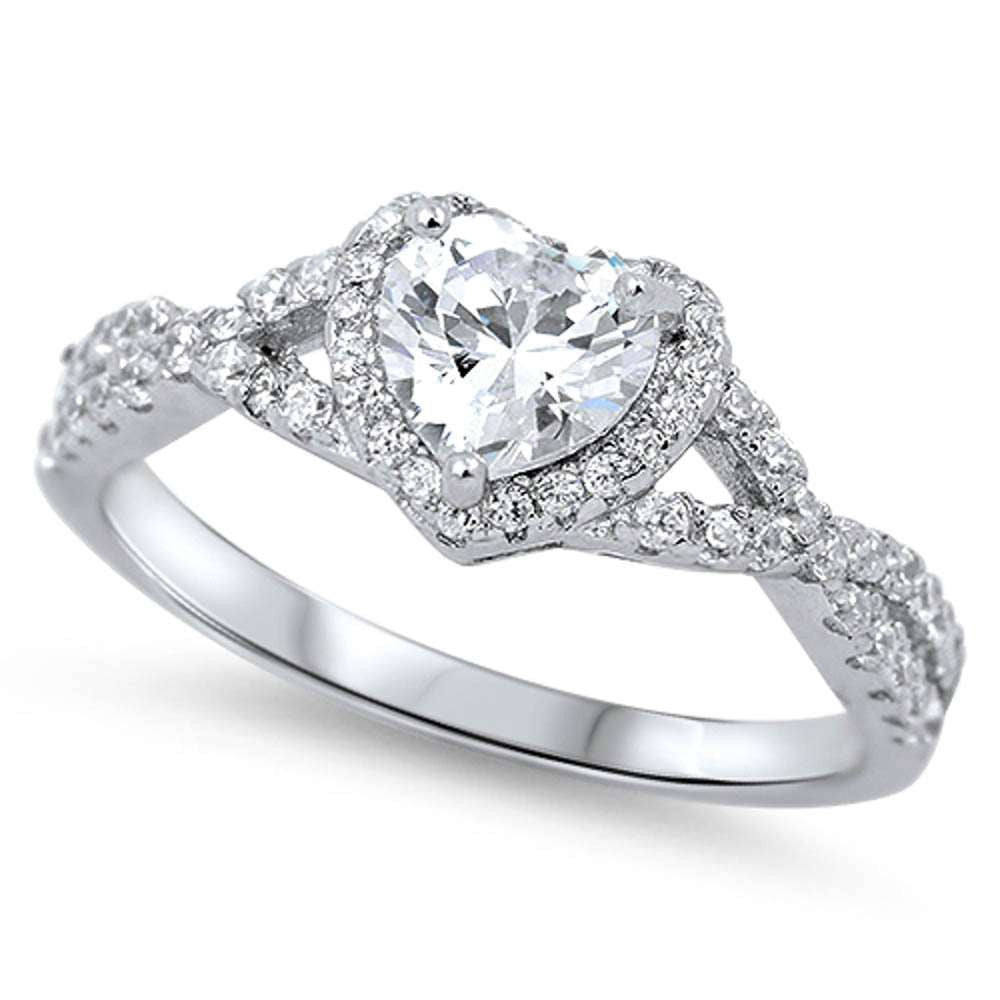 1/4 CT. T.W. Heart-Shaped Multi-Diamond Double Frame Promise Ring in  Sterling Silver | Zales