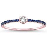 <span>¡LIQUIDACIÓN!</span> Anillo de Plata Esterlina .925 con Circonita Cúbica Engastada en Oro Rosa con Zafiro, Tallas 5-6, 10