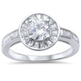 Round Solitaire Cubic Zirconia Engagement .925 Sterling Silver Ring Sizes 5-10