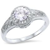 Round Solitaire Cubic Zirconia Engagement .925 Sterling Silver Ring Sizes 5-10