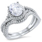 Oval Solitaire Cubic Zirconia Bridal Set .925 Sterling Silver Ring Sizes 5-10
