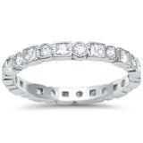 <span>CLOSEOUT! </span>Antique Style Bezel Set Eternity Stackable .925 Sterling Silver Ring Sizes 4-10