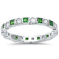 <span>CLOSEOUT!</span> Antique Style Emerald & CZ Stackable Eternity Band .925 Sterling Silver Ring Sizes 4-10