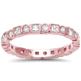 <span>CLOSEOUT!</span>Rose Gold Plated Antique Style Bezel Set Eternity Stackable .925 Sterling Silver Ring Sizes 4-10