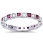 <span>CLOSEOUT!</span> Antique Style Ruby & CZ Stackable Eternity Band .925 Sterling Silver Ring Sizes 4,6,10