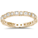 Yellow Gold Plated Antique Style Bezel Set Eternity Stackable .925 Sterling Silver Ring Sizes 4-10