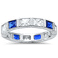 <span>CLOSEOUT!</span>Eternity Rectangle Blue Sapphire and CZ .925 Sterling Silver Ring Sizes 4 , 5, 10