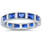 <span>CLOSEOUT!</span>Eternity Baguette Sapphire Stacklable Wedding Band .925 Sterling Silver Ring Sizes 4-10