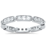 Antique Style Eterinity Cubic Zirconia Band .925 Sterling Silver Ring