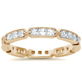 Yellow Gold Plated Antique Style Eternity .925 Sterling Silver Ring