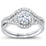 <span>CLOSEOUT! </span> Prong Wedding Set Round CZ .925 Sterling Silver Ring