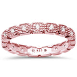 <span>CLOSEOUT!</span>Rose Gold Plated Cz Eternity Band .925 Sterling Silver Ring