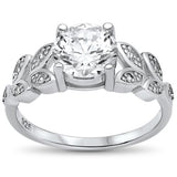 <span>CLOSEOUT! </span>Round Solitaire Cubic Zirconia Engagement .925 Sterling Silver Ring