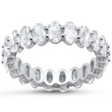 Oval Cubic Zirconia .925 Sterling Silver Eternity Band Ring