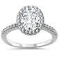 Oval Cubic Zirconia Halo .925 Sterling Silver Ring Sizes 5-10