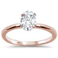 1.50ct 8x6mm Rose Gold Plated Oval Cubic Zirconia .925 Sterling Silver Solitaire Engagement RingSizes 4-9