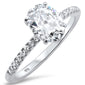 2.00ct 9x7mm Oval & Round Cubic Zirconia .925 Sterling Silver Solitaire Engagement Ring Sizes 4-9