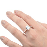 2.00ct 9x7mm Rose Gold Plated Oval & Round Cubic Zirconia .925 Sterling Silver Solitaire Engagement Ring Sizes 4-9