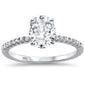2.00ct 9x7mm Oval & Round Cubic Zirconia .925 Sterling Silver Solitaire Engagement Ring Sizes 4-9