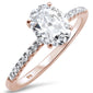 2.00ct 9x7mm Rose Gold Plated Oval & Round Cubic Zirconia .925 Sterling Silver Solitaire Engagement Ring Sizes 4-9
