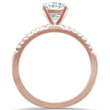 2.00ct 9x7mm Rose Gold Plated Oval & Round Cubic Zirconia .925 Sterling Silver Solitaire Engagement Ring Sizes 4-9