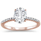 2.00ct 9x7mm Rose Gold Plated Oval & Round Cubic Zirconia .925 Sterling Silver Solitaire Engagement Ring Sizes 4-9