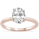 <span>CLOSEOUT! </span>2.00ct 9x7mm Rose Gold Plated Oval Cubic Zirconia .925 Sterling Silver Solitaire Engagement RingSizes 4-9