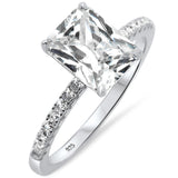 2.50ct 9x7mm Radiant Cut & Round Cubic Zirconia .925 Sterling Silver Solitaire Engagement Ring Sizes 4-10