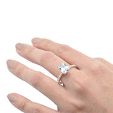 2.50ct 9x7mm Rose Gold Plated Radiant Cut & Round Cubic Zirconia .925 Sterling Silver Solitaire Engagement Ring Sizes 4-10