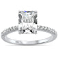 2.50ct 9x7mm Radiant Cut & Round Cubic Zirconia .925 Sterling Silver Solitaire Engagement Ring Sizes 4-10