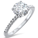 2.00ct 8mm Round Cubic Zirconia .925 Sterling Silver Solitaire Engagement RingSizes 4-10