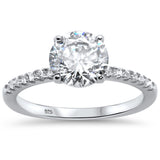 2.00ct 8mm Round Cubic Zirconia .925 Sterling Silver Solitaire Engagement RingSizes 4-10