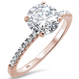 2.00ct 8mm Round Cubic Zirconia Rose Gold Plated .925 Sterling Silver Solitaire Engagement Ring Sizes 4-11