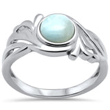 .925 Sterling Silver Natural Larimar Ring Sizes 5-10