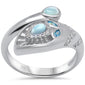 Natural Larimar & Cubic Zirconia & Blue Topaz .925 Sterling Silver Ring Size 8