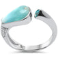 Natural Larimar, Blue Topaz & Cubic Zirconia .925 Sterling Silver Ring Size 6-8