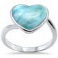 Heart Natural Larimar .925 Sterling Silver Ring Size 8