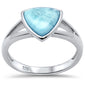Natural Trillion Shaped Larimar .925 Sterling Silver Ring Sizes 5-10