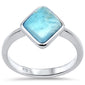Natural Diamond Shaped Larimar .925 Sterling Silver Ring Sizes 5-10