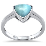 Natural Trillion Shaped Larimar .925 Sterling Silver Ring Sizes 5-10