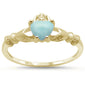 Yellow Gold Plated Natural Larimar Claddagh .925 Sterling Silver Ring Sizes 6-8