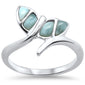 Natural Larimar Whale Tail .925 Sterling Silver Ring Sizes 5-10
