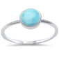 Round Natural Larimar .925 Sterling Silver Ring Sizes 5-10