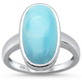 Natural Larimar Oval .925 Sterling Silver Ring Sizes 5-10